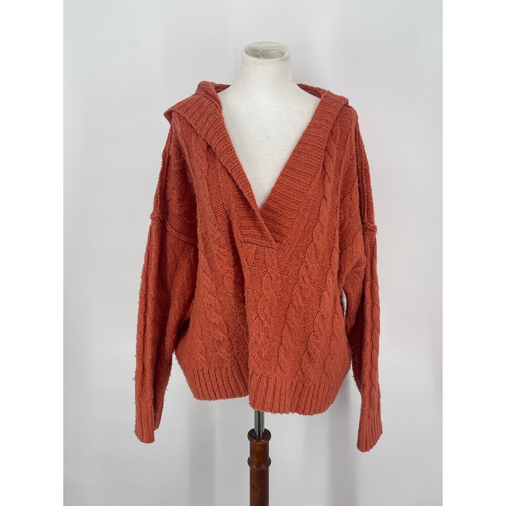 Vintage American Eagle Cropped Hooded Orange Sweater Size L Boxy‎ Y2K 90s